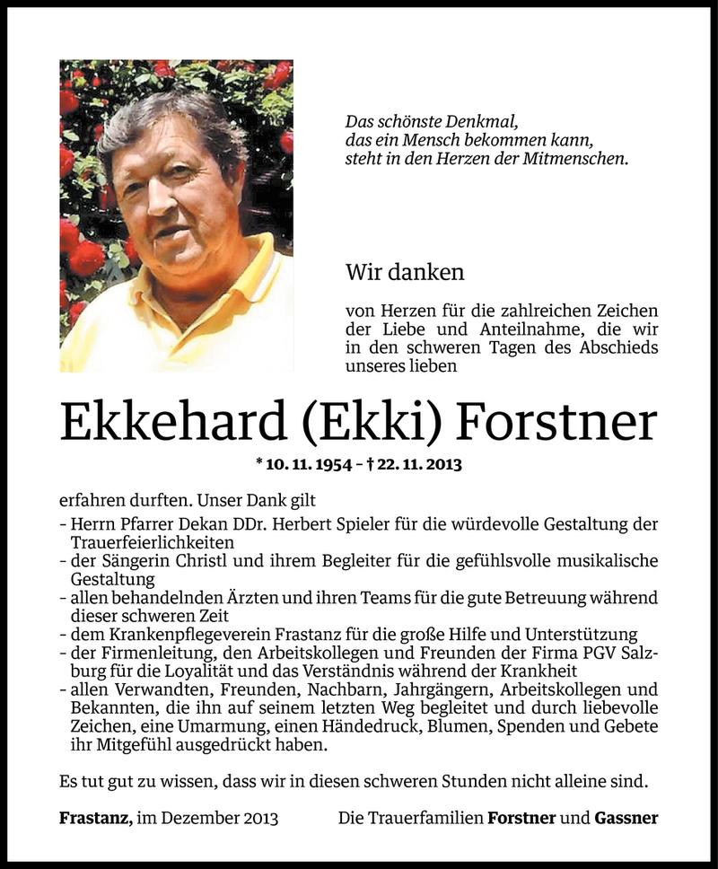  Todesanzeige für Ekkehard Forstner vom 06.12.2013 aus Vorarlberger Nachrichten