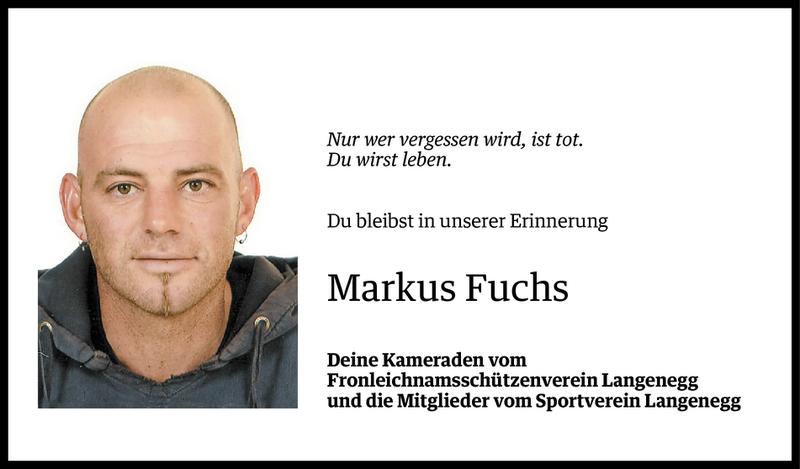  Todesanzeige für Markus Fuchs vom 15.12.2013 aus Vorarlberger Nachrichten