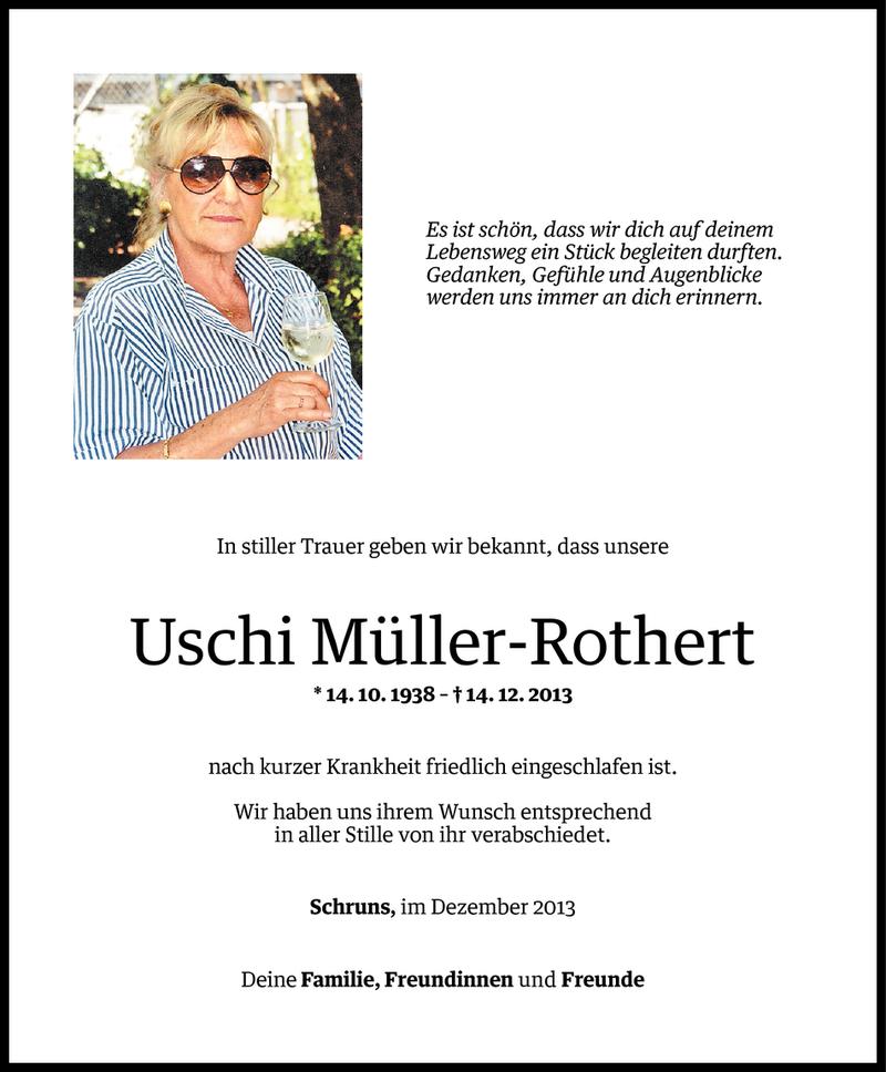  Todesanzeige für Uschi Müller-Rothert vom 27.12.2013 aus Vorarlberger Nachrichten