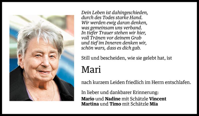  Todesanzeige für Maria Hörfarter vom 16.02.2014 aus Vorarlberger Nachrichten