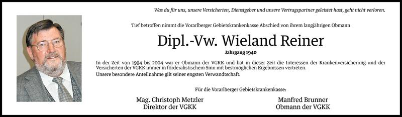  Todesanzeige für Wieland Reiner vom 21.02.2014 aus Vorarlberger Nachrichten