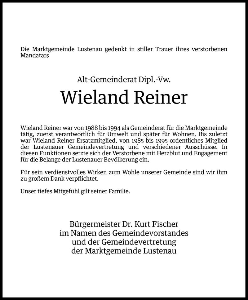  Todesanzeige für Wieland Reiner vom 24.02.2014 aus Vorarlberger Nachrichten