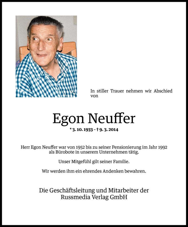  Todesanzeige für Egon Neuffer vom 11.03.2014 aus Vorarlberger Nachrichten