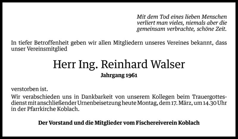  Todesanzeige für Reinhard Walser vom 17.03.2014 aus Vorarlberger Nachrichten