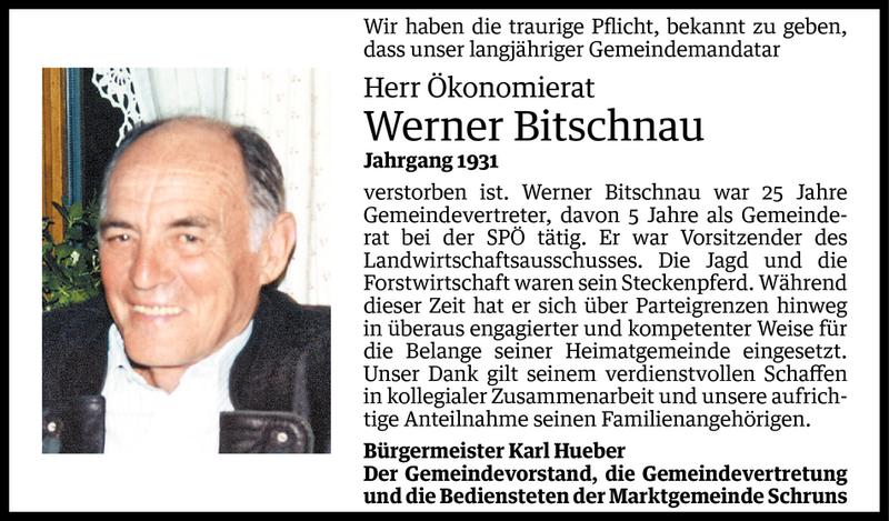  Todesanzeige für Werner Bitschnau vom 10.04.2014 aus Vorarlberger Nachrichten