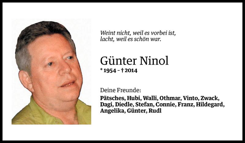  Todesanzeige für Günter Ninol vom 06.05.2014 aus Vorarlberger Nachrichten