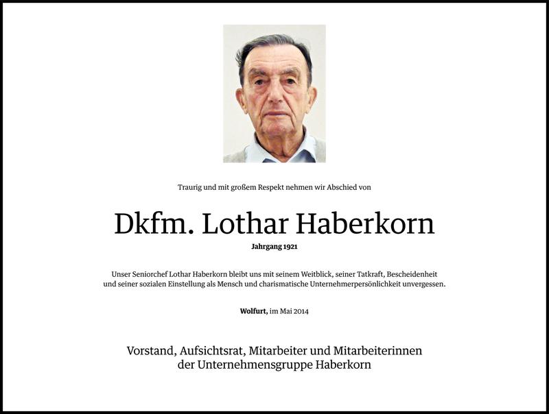  Todesanzeige für Lothar Haberkorn vom 08.05.2014 aus Vorarlberger Nachrichten