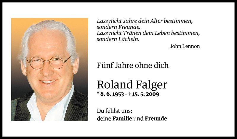  Todesanzeige für Roland Falger vom 16.05.2014 aus Vorarlberger Nachrichten