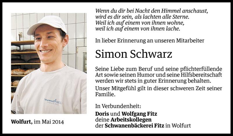  Todesanzeige für Simon Schwarz vom 21.05.2014 aus Vorarlberger Nachrichten