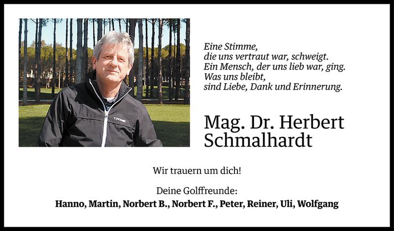  Todesanzeige für Herbert Schmalhardt vom 03.06.2014 aus Vorarlberger Nachrichten