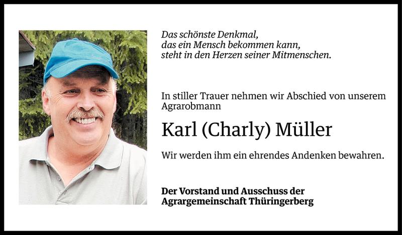  Todesanzeige für Karl Müller vom 05.06.2014 aus Vorarlberger Nachrichten