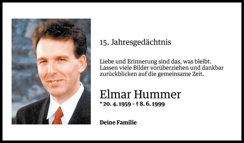  Todesanzeige für Elmar Hummer vom 06.06.2014 aus Vorarlberger Nachrichten