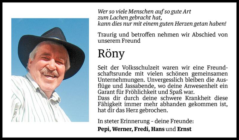  Todesanzeige für Röny Fabry vom 30.06.2014 aus Vorarlberger Nachrichten