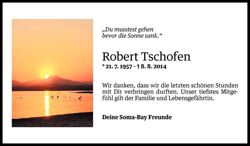  Todesanzeige für Robert Tschofen vom 18.08.2014 aus Vorarlberger Nachrichten