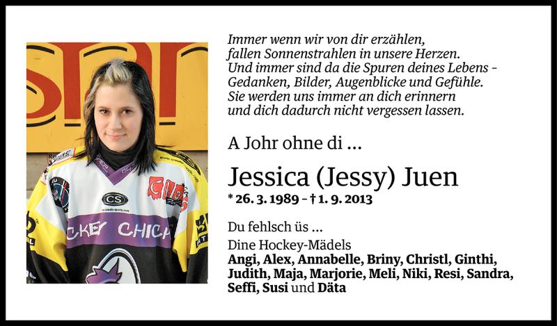  Todesanzeige für Jessica Juen vom 31.08.2014 aus Vorarlberger Nachrichten