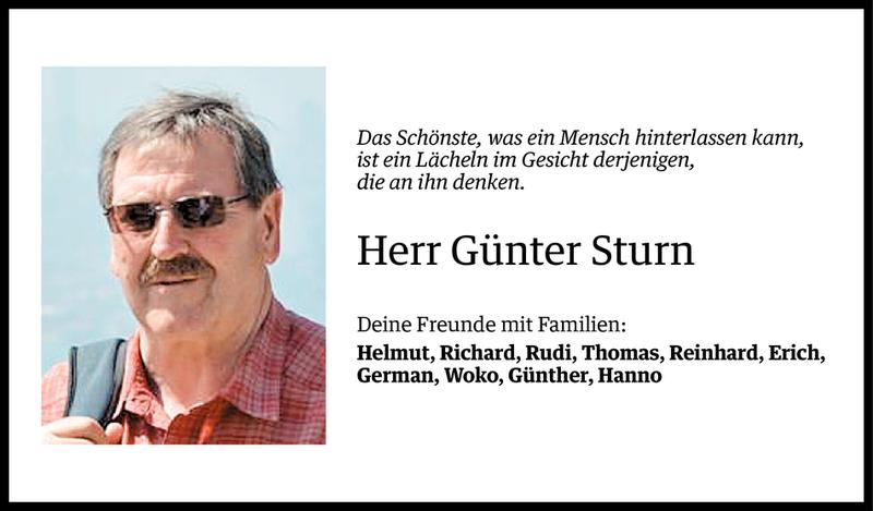  Todesanzeige für Günter Sturn vom 02.09.2014 aus Vorarlberger Nachrichten