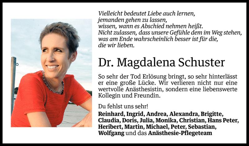  Todesanzeige für Magdalena Schuster vom 02.09.2014 aus Vorarlberger Nachrichten