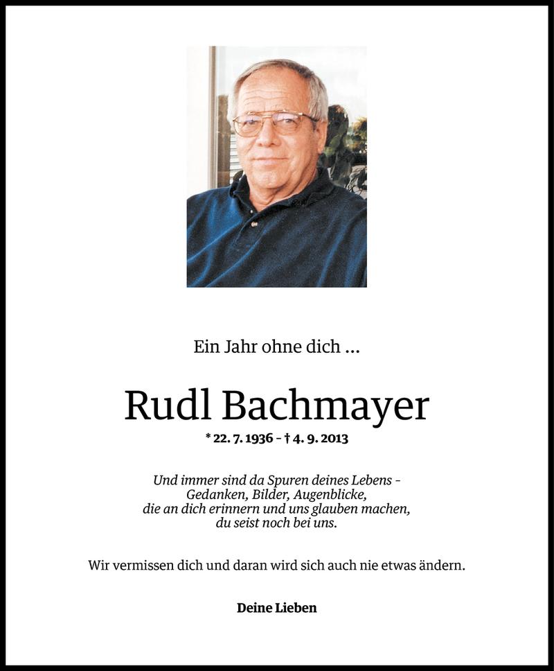  Todesanzeige für Rudl Bachmayer vom 03.09.2014 aus Vorarlberger Nachrichten