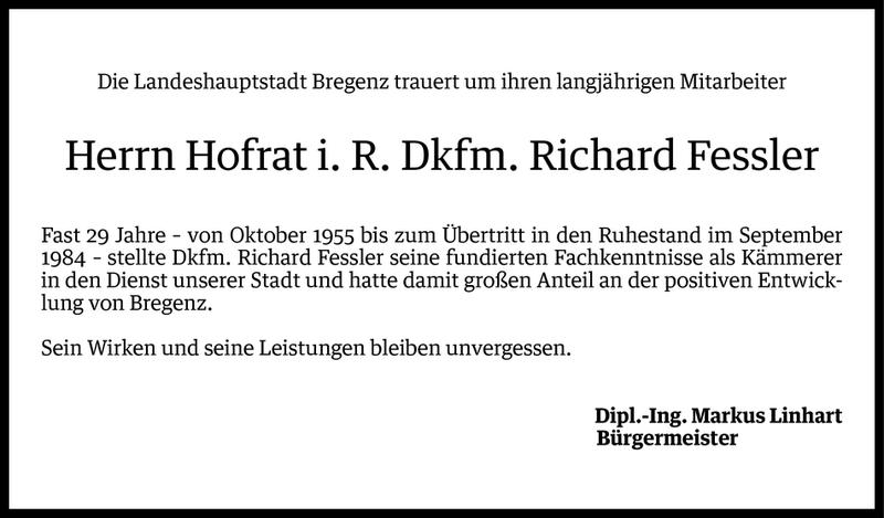  Todesanzeige für Richard Fessler vom 03.11.2014 aus Vorarlberger Nachrichten