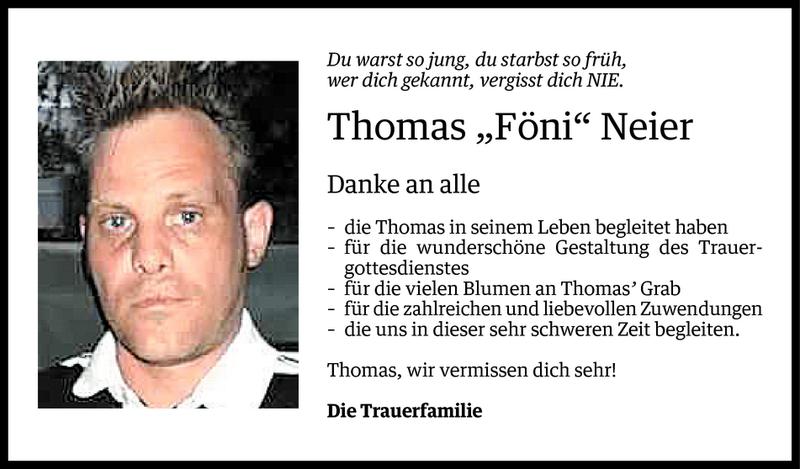  Todesanzeige für Thomas Andreas Neier vom 09.01.2015 aus Vorarlberger Nachrichten