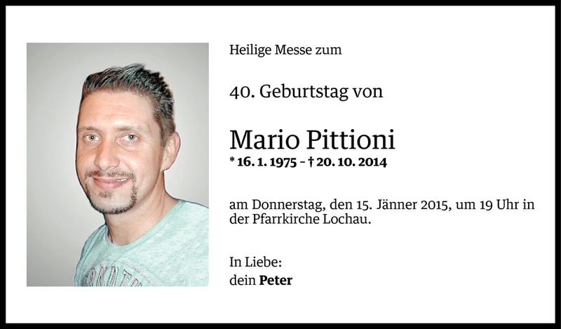  Todesanzeige für Mario Pittioni vom 09.01.2015 aus Vorarlberger Nachrichten