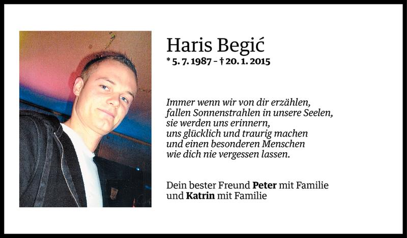  Todesanzeige für Haris Begic vom 27.01.2015 aus Vorarlberger Nachrichten