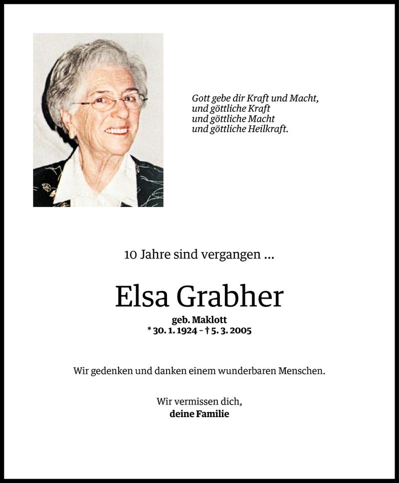  Todesanzeige für Elsa Grabher vom 04.03.2015 aus Vorarlberger Nachrichten