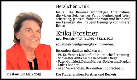 Todesanzeige von Eika Forstner von Vorarlberger Nachrichten