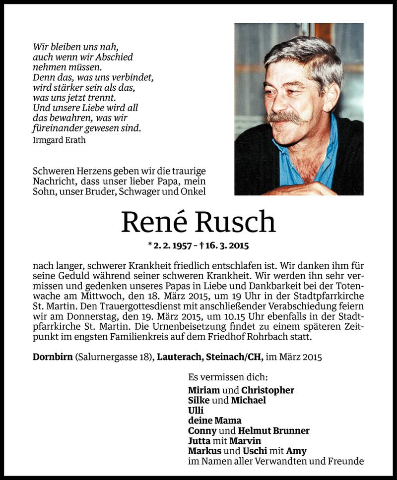  Todesanzeige für René Rusch vom 16.03.2015 aus Vorarlberger Nachrichten