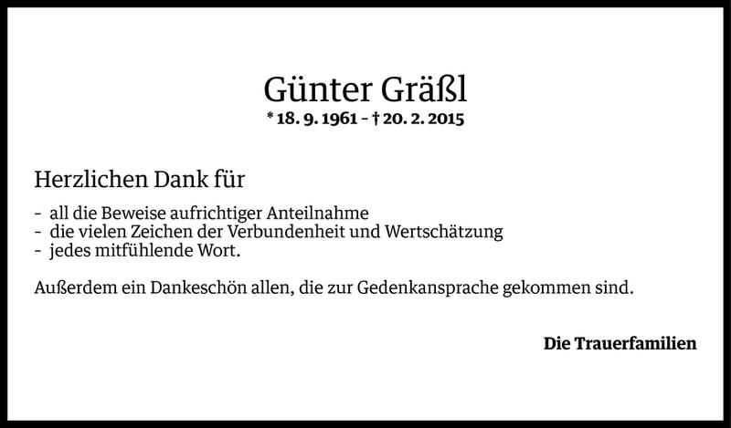  Todesanzeige für Günter Gräßl vom 19.03.2015 aus Vorarlberger Nachrichten