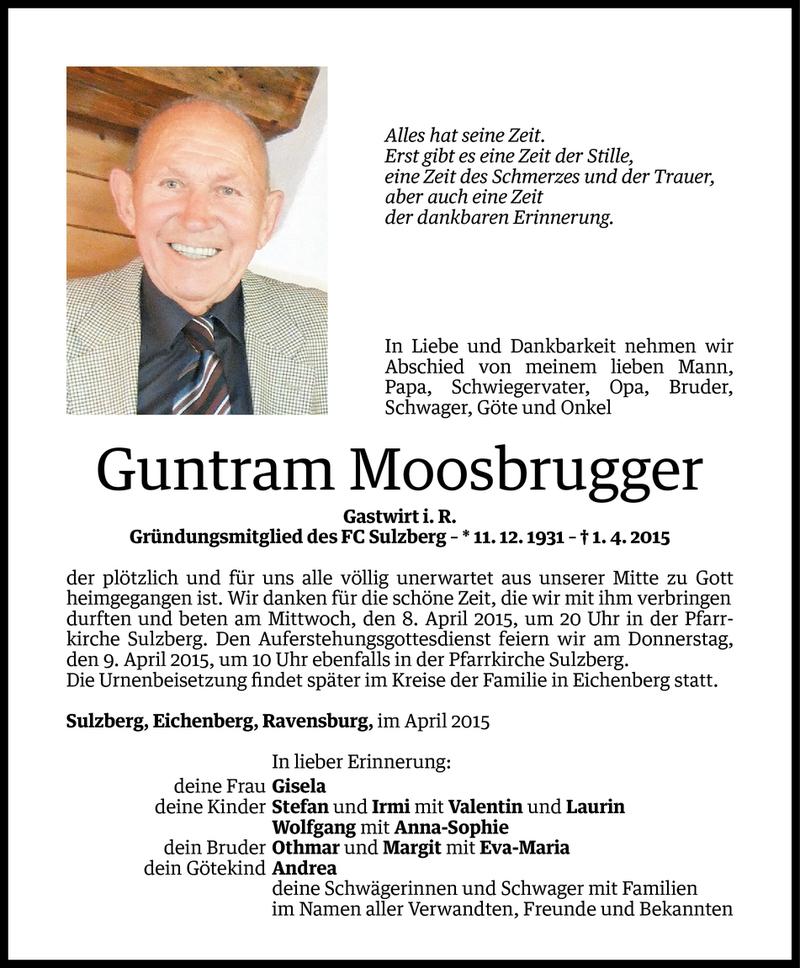  Todesanzeige für Guntram Moosbrugger vom 07.04.2015 aus Vorarlberger Nachrichten