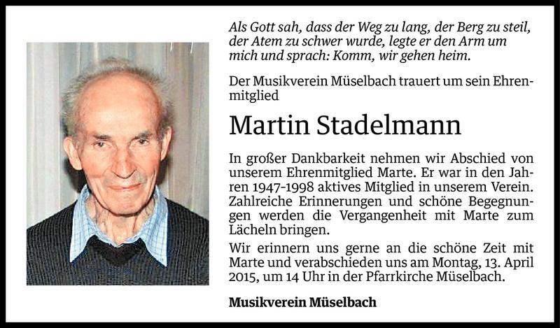  Todesanzeige für Martin Stadelmann vom 10.04.2015 aus Vorarlberger Nachrichten