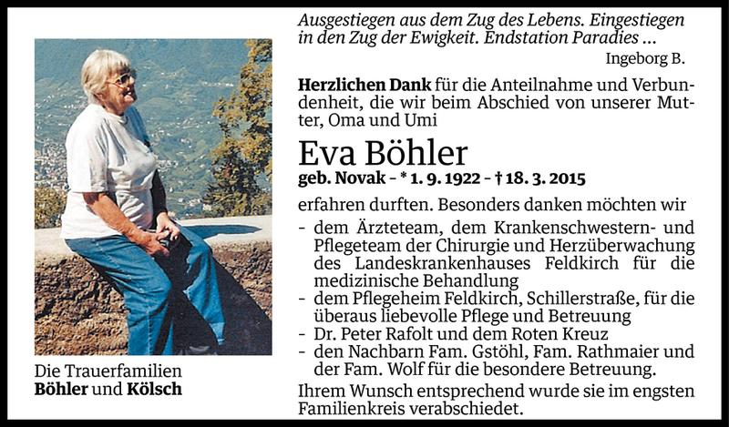  Todesanzeige für Eva Böhler vom 14.04.2015 aus Vorarlberger Nachrichten