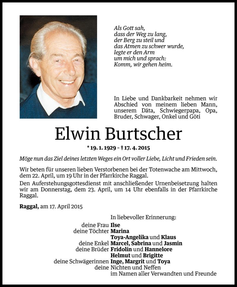  Todesanzeige für Elwin Burtscher vom 19.04.2015 aus Vorarlberger Nachrichten