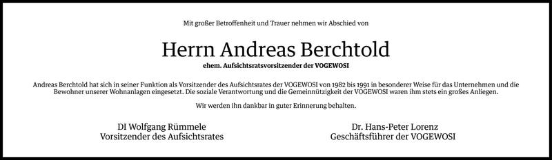 Todesanzeige für Andreas Berchtold vom 20.04.2015 aus Vorarlberger Nachrichten