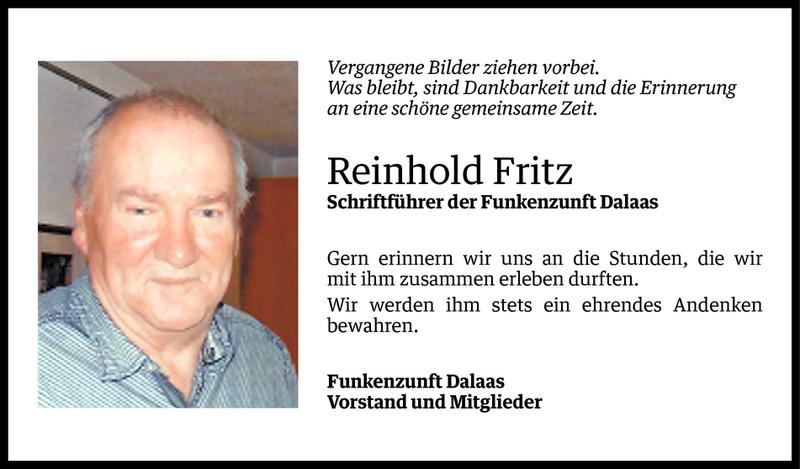  Todesanzeige für Reinhold Fritz vom 17.05.2015 aus Vorarlberger Nachrichten