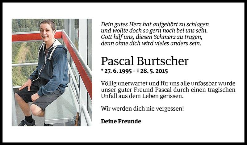  Todesanzeige für Pascal Burtscher vom 29.05.2015 aus Vorarlberger Nachrichten