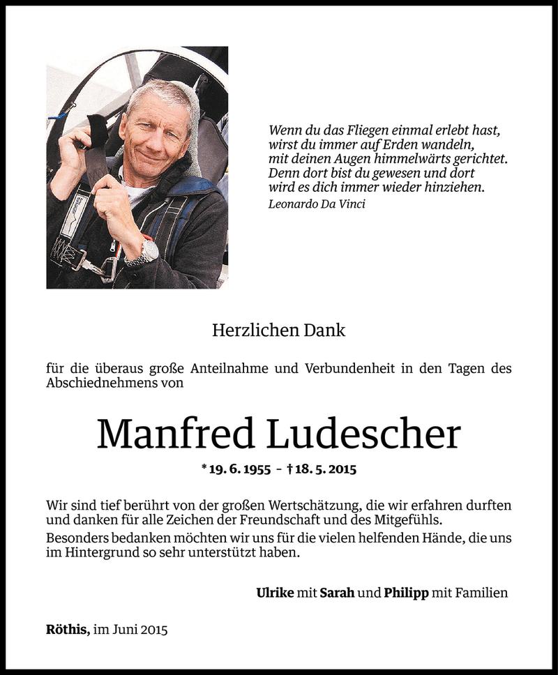  Todesanzeige für Manfred Ludescher vom 04.06.2015 aus Vorarlberger Nachrichten
