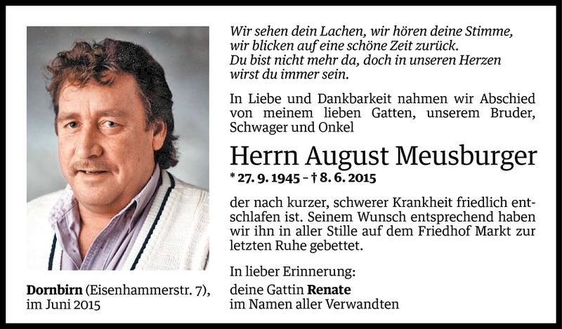  Todesanzeige für August Meusburger vom 11.06.2015 aus Vorarlberger Nachrichten