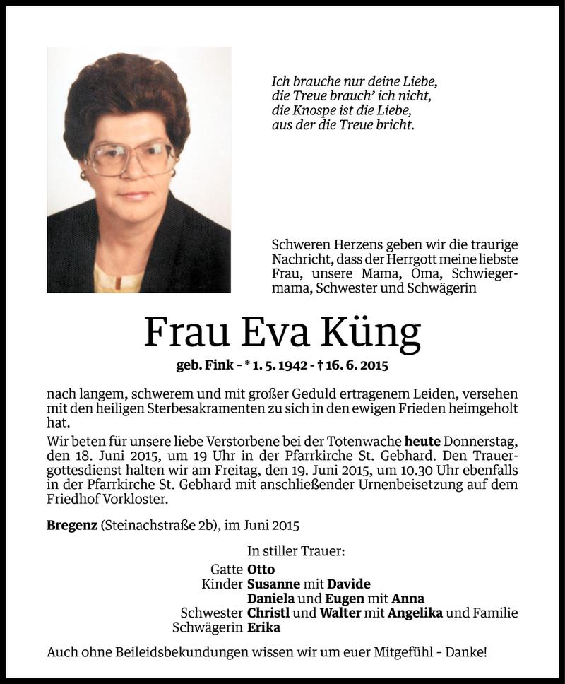  Todesanzeige für Eva Küng vom 17.06.2015 aus Vorarlberger Nachrichten