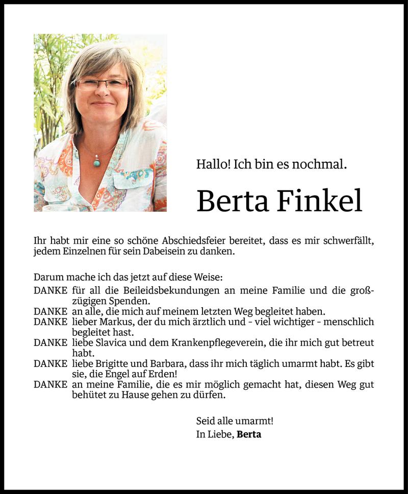  Todesanzeige für Berta Finkel vom 19.06.2015 aus Vorarlberger Nachrichten