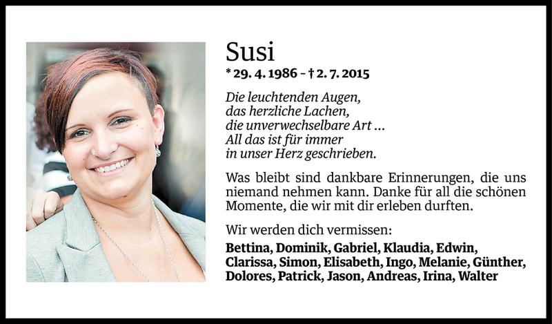  Todesanzeige für Susanne Feßler vom 08.07.2015 aus Vorarlberger Nachrichten