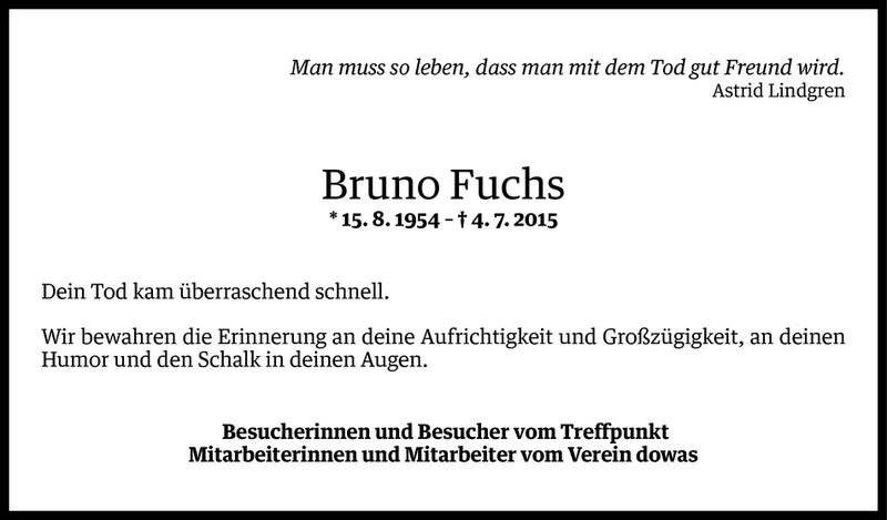  Todesanzeige für Bruno Fuchs vom 13.07.2015 aus Vorarlberger Nachrichten