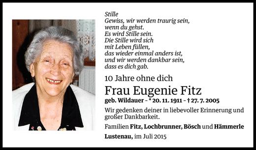 Todesanzeige von Eugenie Fitz von Vorarlberger Nachrichten