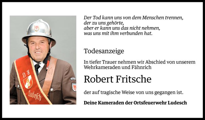 Todesanzeige für Robert Fritsche vom 29.07.2015 aus Vorarlberger Nachrichten