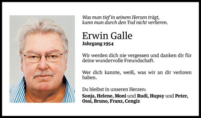  Todesanzeige für Erwin Galle vom 11.08.2015 aus Vorarlberger Nachrichten