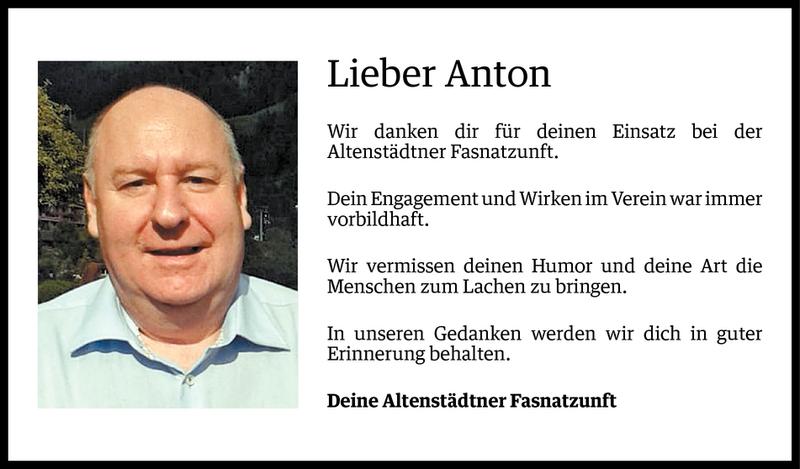  Todesanzeige für Anton Hafner vom 18.08.2015 aus Vorarlberger Nachrichten