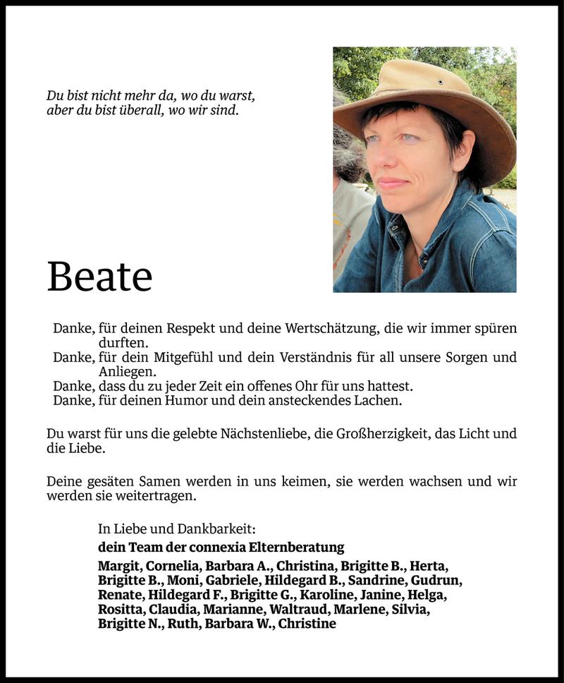  Todesanzeige für Beate Attenberger vom 22.08.2015 aus Vorarlberger Nachrichten