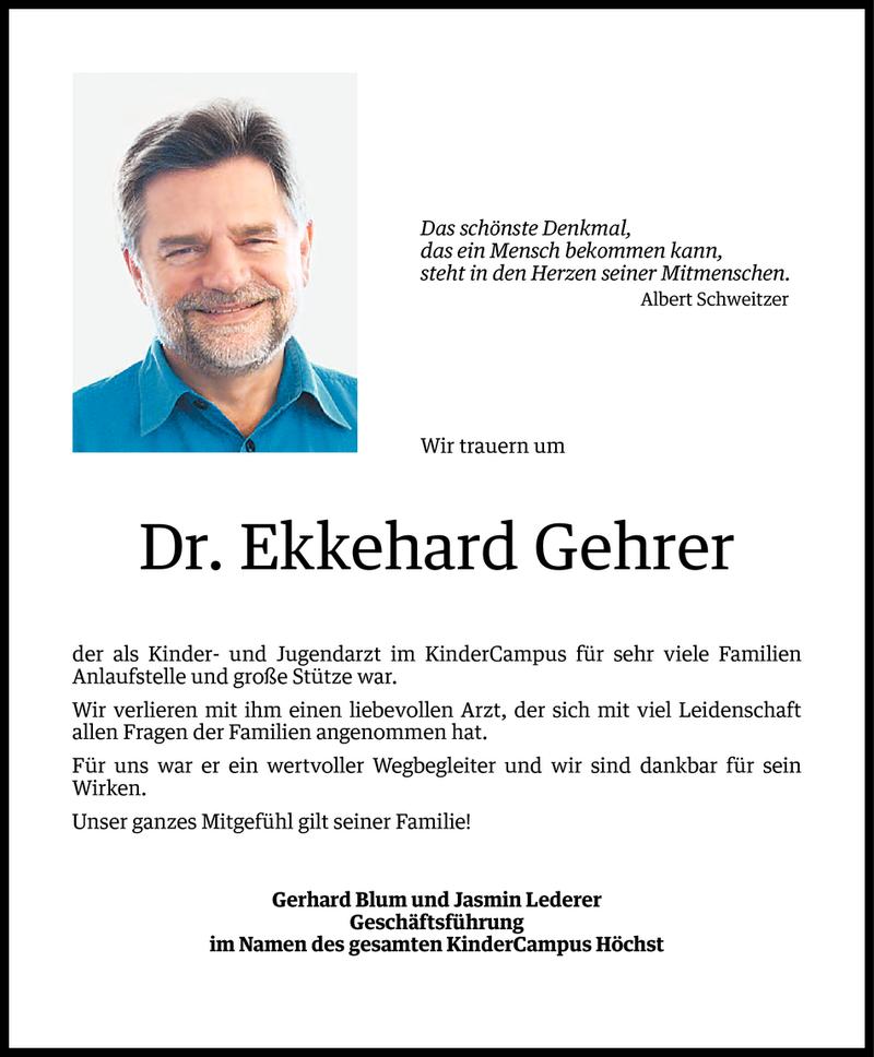  Todesanzeige für Ekkehard Gehrer vom 27.08.2015 aus Vorarlberger Nachrichten