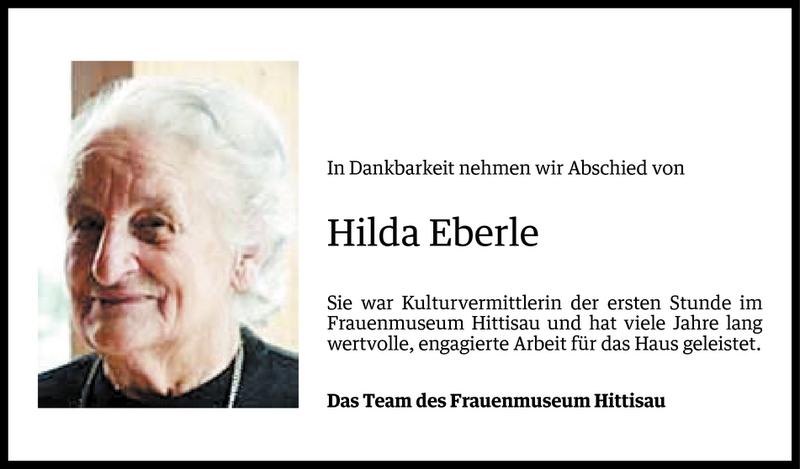  Todesanzeige für Hilda Eberle vom 21.09.2015 aus Vorarlberger Nachrichten